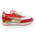 Puma Future Rider Glitz Jr White-Persian Red-Gold  384752-01 Grade-School