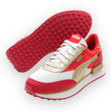 Puma Future Rider Glitz Jr White-Persian Red-Gold  384752-01 Grade-School