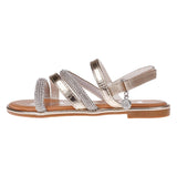 Bebe Girls Stylish Strappy Flat Sandals with Rhinestone Light Gold 2  448375 Pre-School