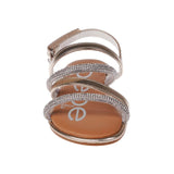 Bebe Girls Stylish Strappy Flat Sandals with Rhinestone Light Gold 2  448375 Pre-School