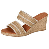 Andre Assous Nolita Raffia Wedge Natural / White  AA4NOL00 Women's
