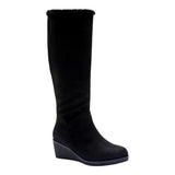 Aerosoles Binocular Tall Wedge Boot Black Faux Suede  BINOCULAR-SHEARLING Women's