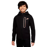 Nike Sportswear Tech Fleece Full Zip Hoodie Black/Orange  DJ5494-010 Grade-School