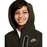 Nike Sportswear Tech Fleece Full Zip Hoodie Green/Black  DJ5494-355 Grade-School