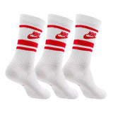Nike NSW Everyday Essential Crew 3 Pack Socks White/Red  DX5089-102 Men's