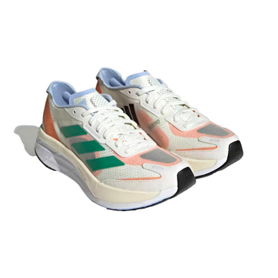 Adidas Adizero Boston 11 White Tint / Court Green / Coral Fusion  HQ3697 Women's