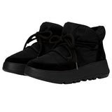 Fitflop F-Mode Water-Resistant Fleece-Lined Mesh Flatform Laced Booties Black / Black  IA4-001 Women's